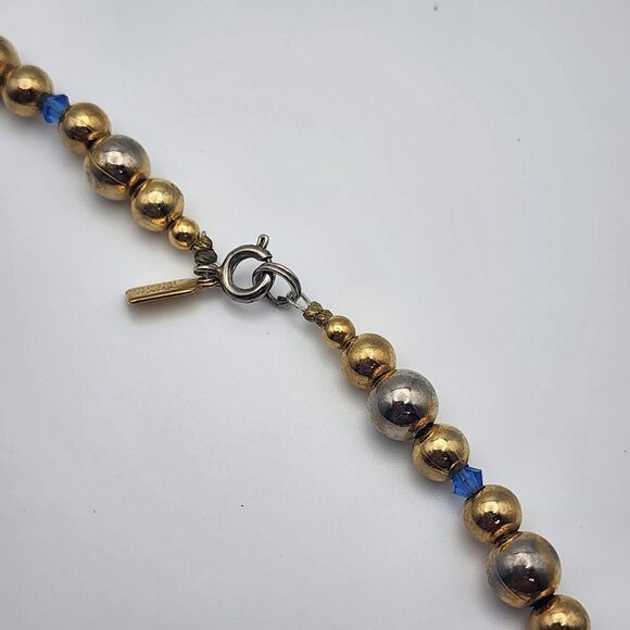 Vintage Karla Jordan Gold Tone & Blue Necklace - Picture 4 of 5